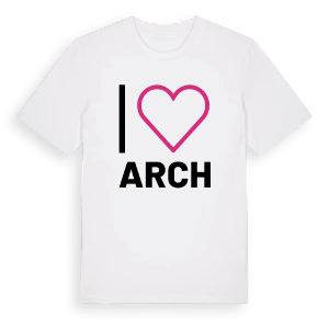 Jag älskar Arch t-shirt stort tryck – ekologisk bomull t-shirt från Pinshirt