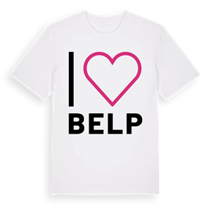 Jag älskar Belp t-shirt stort tryck – ekologisk bomull t-shirt från Pinshirt