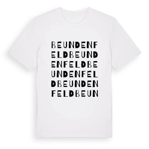 Beundenfeld ordlek t-shirt – ekologisk bomull t-shirt från Pinshirt