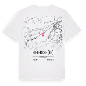 Bielersee (BE) karta t-shirt – ekologisk bomull t-shirt från Pinshirt