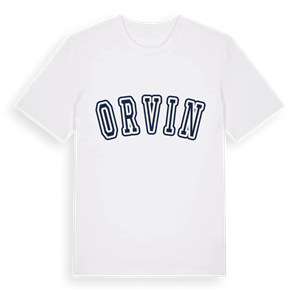 Orvin college t-shirt – ekologisk bomull t-shirt från Pinshirt