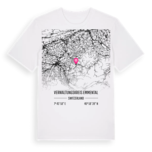Verwaltungskreis Emmental karta t-shirt – ekologisk bomull t-shirt från Pinshirt