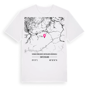 Verwaltungskreis Interlaken-Oberhasli karta t-shirt – ekologisk bomull t-shirt från Pinshirt