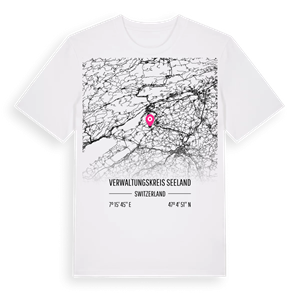 Verwaltungskreis Seeland karta t-shirt – ekologisk bomull t-shirt från Pinshirt