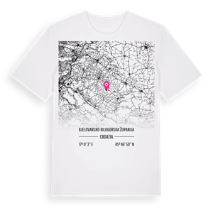 Bjelovarsko-bilogorska županija karta t-shirt – ekologisk bomull t-shirt från Pinshirt