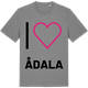 Mid Heather Gray t-shirt med Jag älskar Ådala t-shirt stort tryck