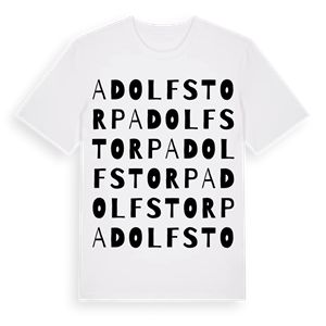 Adolfstorp ordlek t-shirt – ekologisk bomull t-shirt från Pinshirt