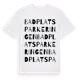 White t-shirt med Badplatsparkeringen ordlek t-shirt