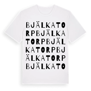 Bjälkatorp ordlek t-shirt – ekologisk bomull t-shirt från Pinshirt