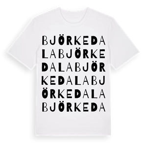 Björkedala ordlek t-shirt – ekologisk bomull t-shirt från Pinshirt