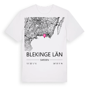Blekinge län karta t-shirt – ekologisk bomull t-shirt från Pinshirt