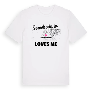 Någon i Brändaholm älskar mig t-shirt – ekologisk bomull t-shirt från Pinshirt