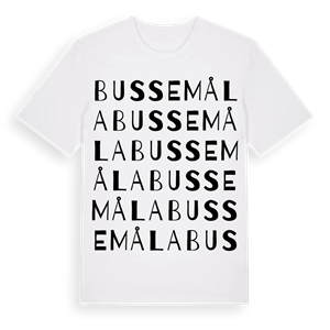 Bussemåla ordlek t-shirt – ekologisk bomull t-shirt från Pinshirt