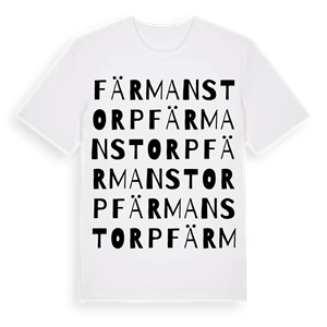 Färmanstorp ordlek t-shirt – ekologisk bomull t-shirt från Pinshirt