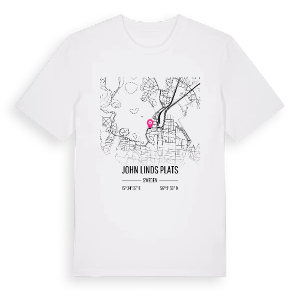 John Linds plats karta t-shirt – ekologisk bomull t-shirt från Pinshirt