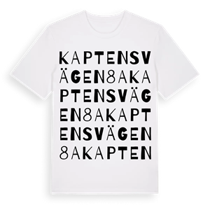 Kaptensvägen 8A ordlek t-shirt – ekologisk bomull t-shirt från Pinshirt