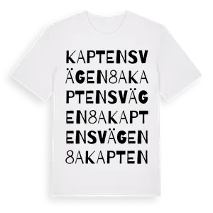 Kaptensvägen 8A ordlek t-shirt – ekologisk bomull t-shirt från Pinshirt