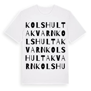 Kolshultakvarn ordlek t-shirt – ekologisk bomull t-shirt från Pinshirt