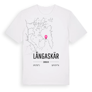 Långaskär karta t-shirt – ekologisk bomull t-shirt från Pinshirt
