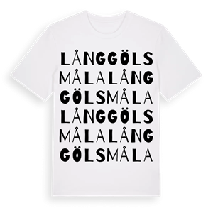 Långgölsmåla ordlek t-shirt – ekologisk bomull t-shirt från Pinshirt