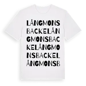 Långmonsbacke ordlek t-shirt – ekologisk bomull t-shirt från Pinshirt