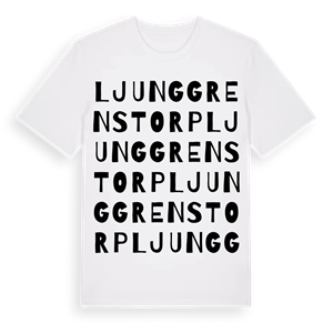 Ljunggrenstorp ordlek t-shirt – ekologisk bomull t-shirt från Pinshirt