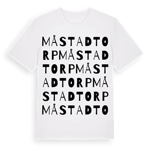 Måstadtorp ordlek t-shirt – ekologisk bomull t-shirt från Pinshirt