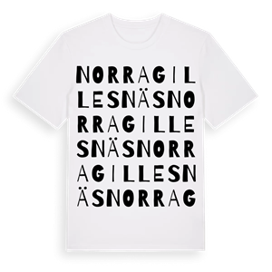 Norra Gillesnäs ordlek t-shirt – ekologisk bomull t-shirt från Pinshirt