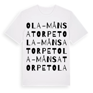Ola-Månsatorpet ordlek t-shirt – ekologisk bomull t-shirt från Pinshirt