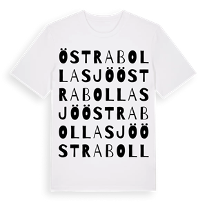 Östra Bollasjö ordlek t-shirt – ekologisk bomull t-shirt från Pinshirt