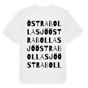 Östra Bollasjö ordlek t-shirt – ekologisk bomull t-shirt från Pinshirt