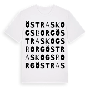Östra Skogsborg ordlek t-shirt – ekologisk bomull t-shirt från Pinshirt