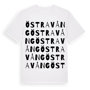 Östra Vång ordlek t-shirt – ekologisk bomull t-shirt från Pinshirt