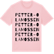 Pink Cotton t-shirt med Petter-Ola mossen ordlek t-shirt