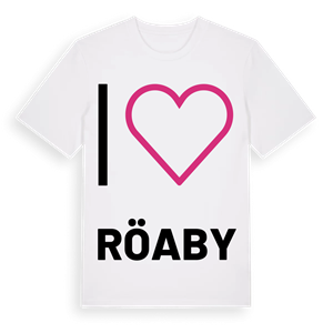 Jag älskar Röaby t-shirt stort tryck – ekologisk bomull t-shirt från Pinshirt