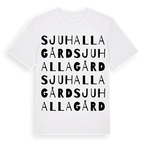 Sjuhalla gård ordlek t-shirt – ekologisk bomull t-shirt från Pinshirt