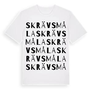Skrävsmåla ordlek t-shirt – ekologisk bomull t-shirt från Pinshirt