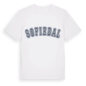 Sofiedal college t-shirt – ekologisk bomull t-shirt från Pinshirt