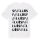 White t-shirt med Spjälkö ordlek t-shirt