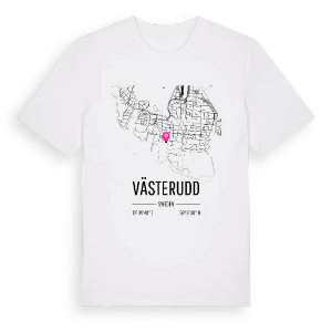 Västerudd karta t-shirt – ekologisk bomull t-shirt från Pinshirt