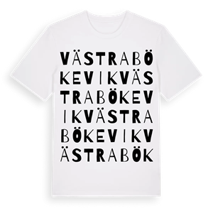 Västra Bökevik ordlek t-shirt – ekologisk bomull t-shirt från Pinshirt