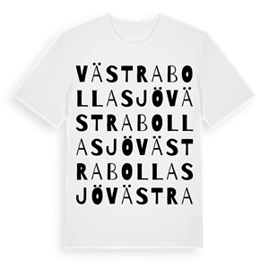 Västra Bollasjö ordlek t-shirt – ekologisk bomull t-shirt från Pinshirt