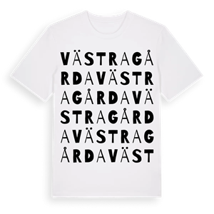 Västra Gårda ordlek t-shirt – ekologisk bomull t-shirt från Pinshirt