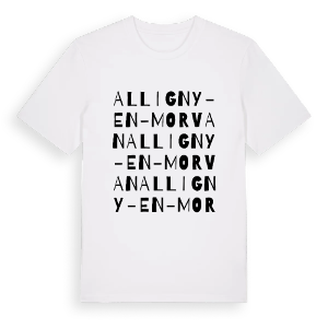 Alligny-en-Morvan ordlek t-shirt – ekologisk bomull t-shirt från Pinshirt