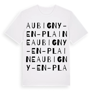 Aubigny-en-Plaine ordlek t-shirt – ekologisk bomull t-shirt från Pinshirt
