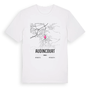 Audincourt karta t-shirt – ekologisk bomull t-shirt från Pinshirt