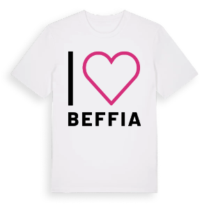 Jag älskar Beffia t-shirt stort tryck – ekologisk bomull t-shirt från Pinshirt