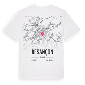 Besançon karta t-shirt – ekologisk bomull t-shirt från Pinshirt