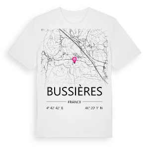 Bussières karta t-shirt – ekologisk bomull t-shirt från Pinshirt
