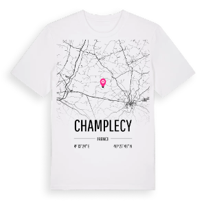 Champlecy karta t-shirt – ekologisk bomull t-shirt från Pinshirt